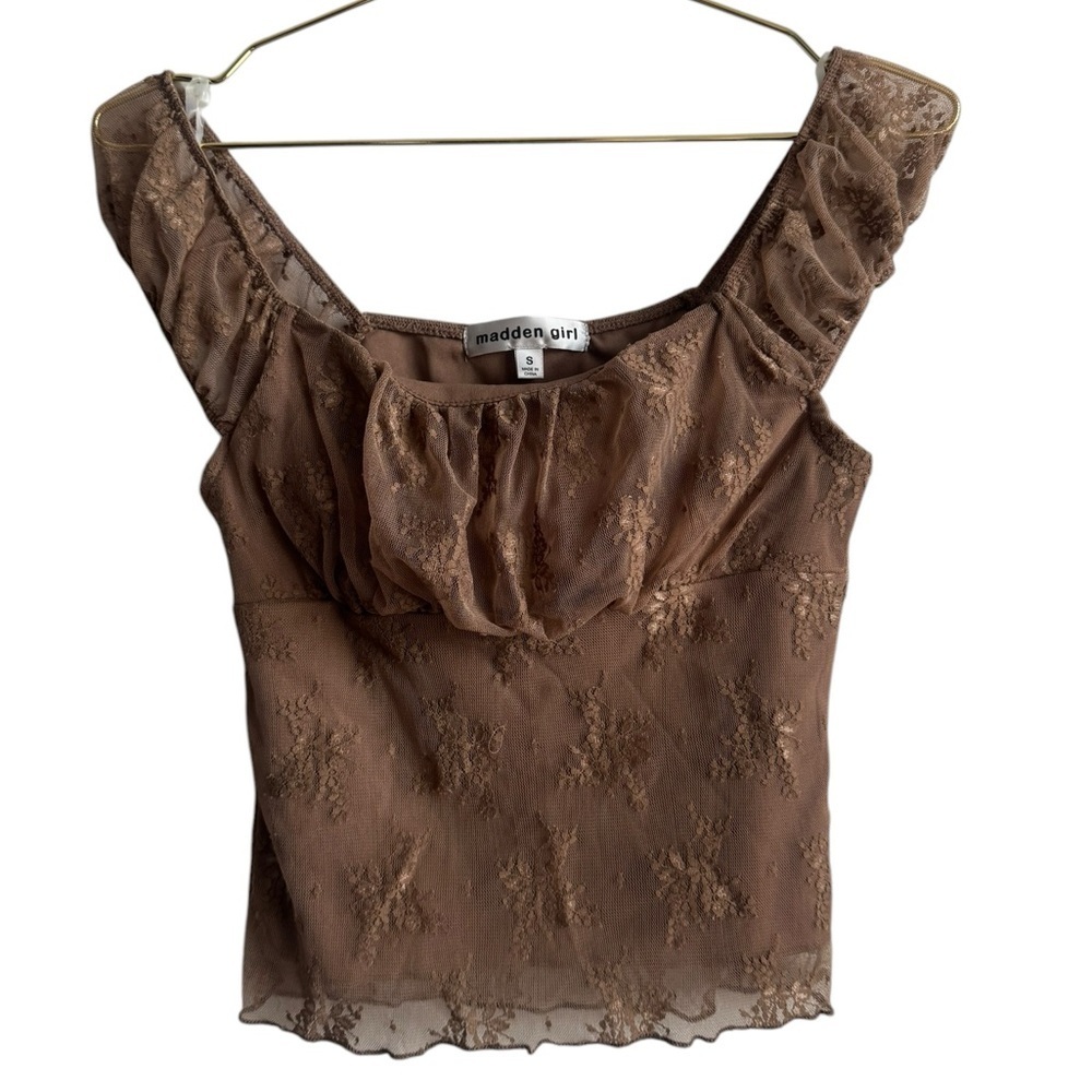Madden Girl Brown Lace Square Neck Camisole